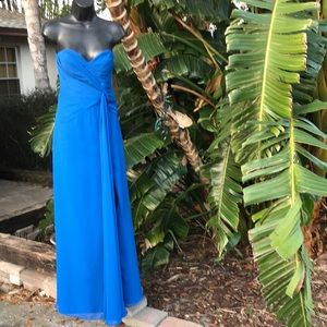 Faviana couture strapless corset dress with train